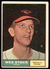 1961 Topps #26 WES STOCK  Baltimore Orioles  VG-VGEX