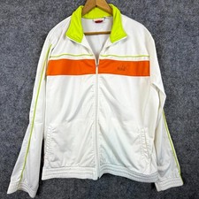 Vintage Puma Track Jacket Mens XL White Orange Performance 90s Y2K Full Zip