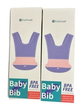 Set Of 2 KoKreat Baby Bib With Catch Pocket for Dropped Food BPA Free Green