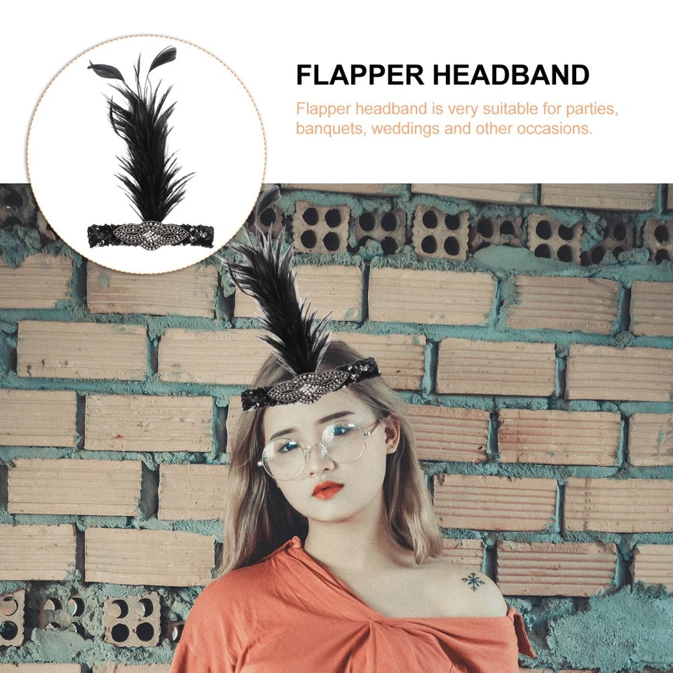  Vintage Accessories for Women Flapper Girl Headpiece Headband Carnival - image 2 of 4