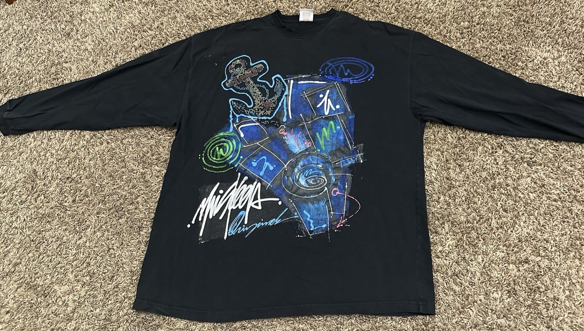 Vintage Y2K Miskeen Originals Black Hand Painted Shirt Skate Hip