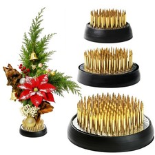 3 Pcs Flower Frogs for Ikebana Arrangements, Pin Holders with Rubber Base, Gold