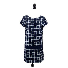 Gap Womens Dress Size 8 Navy Dress Drop Waist Shift Mini Square Print Lined