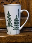STARBUCKS 2015 Holiday Green & White Christmas Trees Tall Coffee Tea Latte Mug  — photo 1