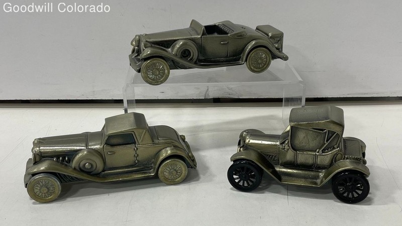 3 Banthrico Diecast Car Banks One Loose Wheel