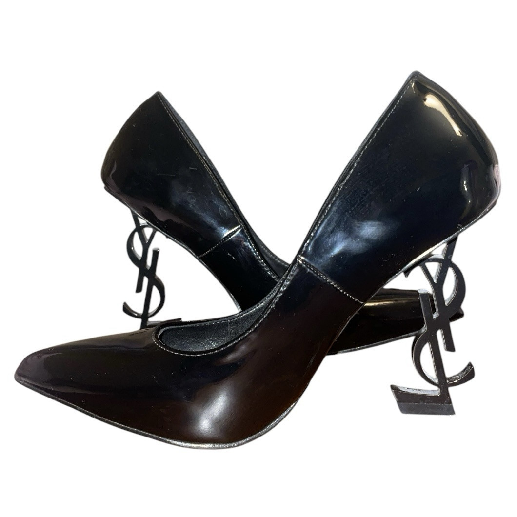 Decolte Saint Laurent nere in vernice Opyum a punta taglia 36