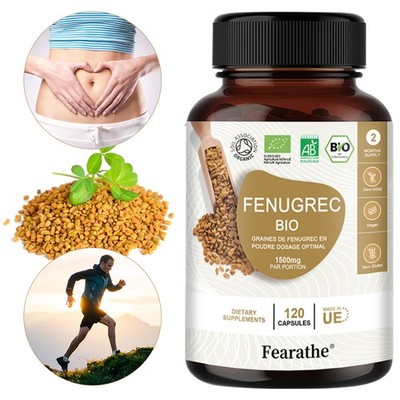 Organic Fenugreek 1500 Mg High Strength Fenugreek Supplement Women 120 Capsules