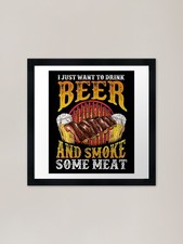 Funny BBQ Griller Dad BBQ Men Meat  Framed Wall Art Poster Canvas Print Picture