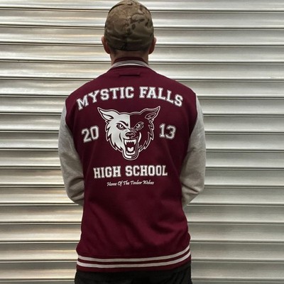 Vampire Diaries Mystic Falls High School College Jacke Timberwolves Damon Damen