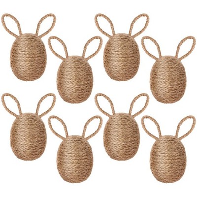 Halloscume 8 Pcs Farmhouse Easter Egg Linen Rope Eggs Rustic Easter Hunt Orna...