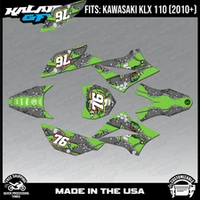 Graphics Kit for Kawasaki KLX110 KLX110R/RL (2010-2024) Lunatic Series - Green