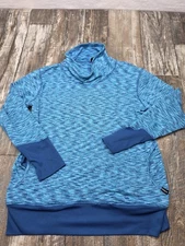 RBX Pullover Active Top Womens Large Blue  Cowl Neck Stretch Long Sleeve Poly Sp