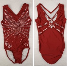CHALK WARRIOR OZONE Gymnastics Leotard USA Tank BLING Leo CW Red GK Size: AS