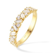 9ct Yellow Gold Cubic Zirconia Fire Cracker Band Ring by Citerna in Gift Box