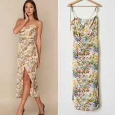 Reformation SIZE 8 Kourtney midi slit dress in Courtside floral print