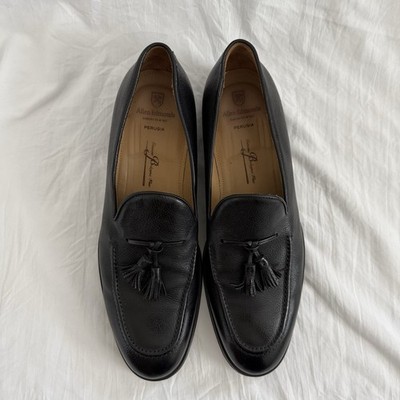Mens Allen Edmonds Black Perugia Loafers Genuine Bologna Flex Tassels Sz 11.5
