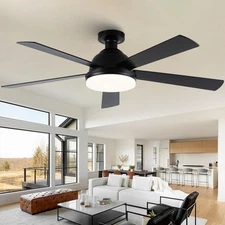 Low Profile Ceiling Fans with Lights:52 Inch Flush Mount Ceiling Fan with Remote
