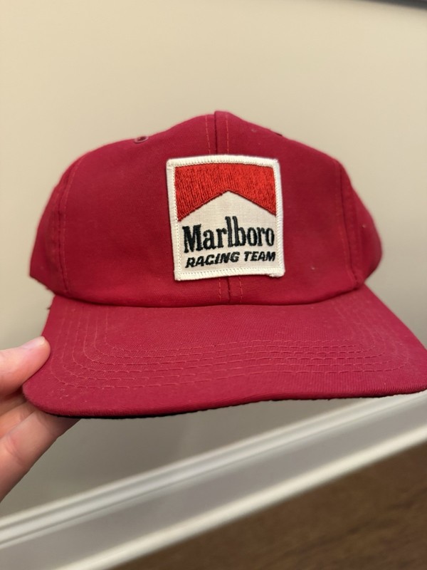VTG Marlboro Racing Team Hat Snapback Trucker Red Patch One Size Fits All 90s