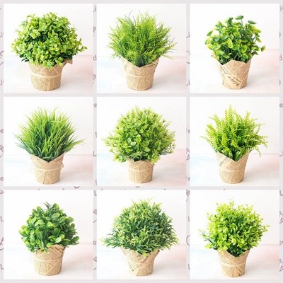 Green Potted Silk Flower for Studio Decor Artificial Floral Arrangement