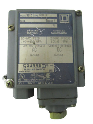 Square D 9012 GBW-2 9012GBW2 Druckschalter 20-675 psi