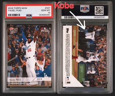 2018 Topps Now # 947 YASIEL PUIG - KOBE BRYANT On The BACK - WS