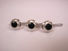 3/8" Black  Silver Tone Vintage Formal Tuxedo Prom Shirt Stud set b302
