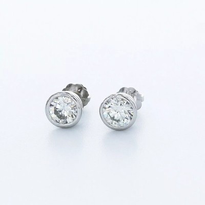 Ohrstecker 14K Gold klassische Zargenfassung rund 1,16 Karat natürlicher Diamant G SI1