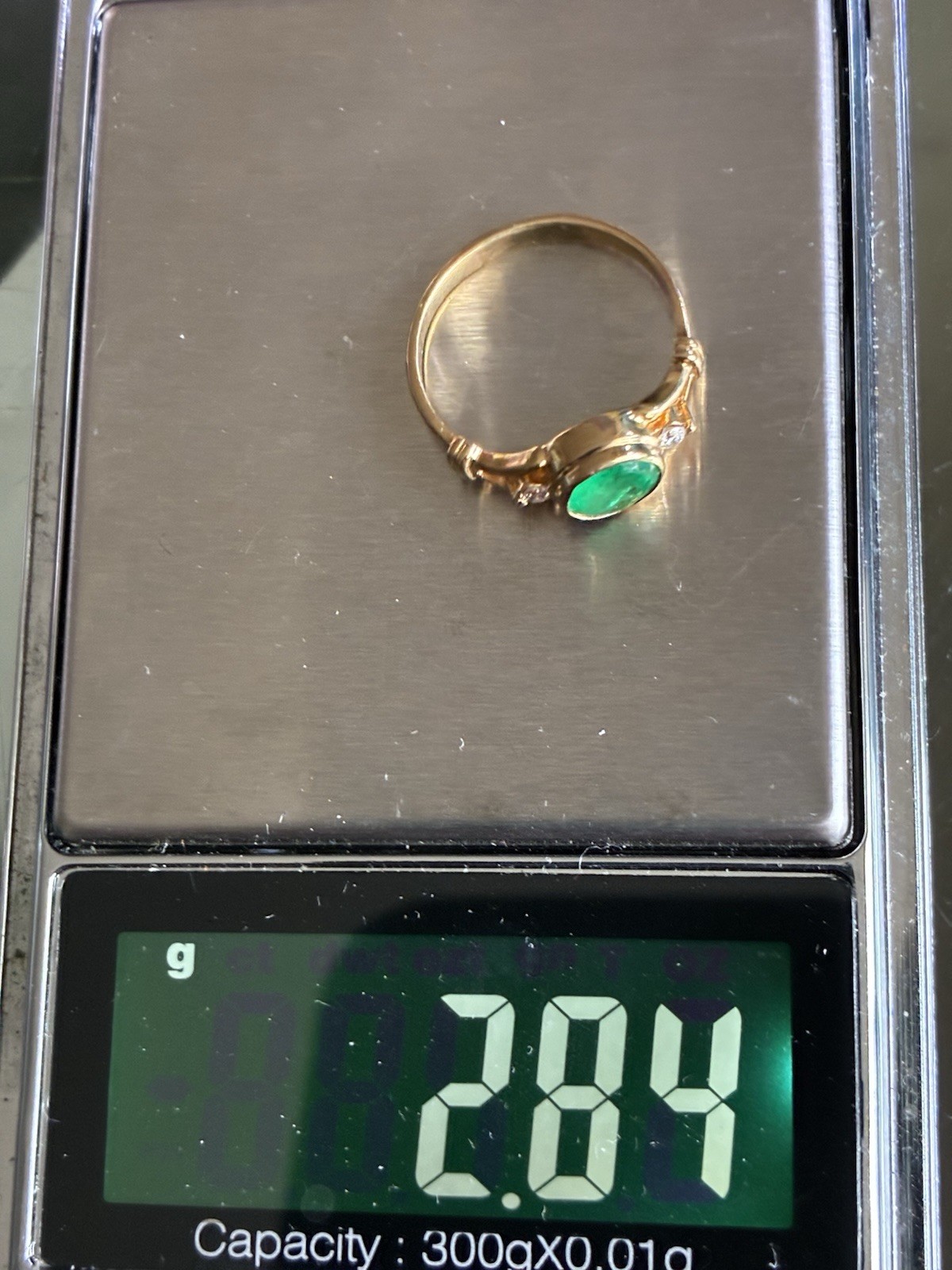 18 kt solid gold ring   natural stone colombian e… - image 6