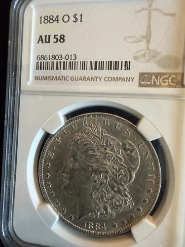 1884-O  $1  MORGAN SILVER DOLLAR  "NEW ORLEANS MINT"  NGC AU 58
