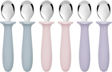 6 PCS Toddler Spoons Set - Baby Spoons with Silicone Handle Children Food Grade