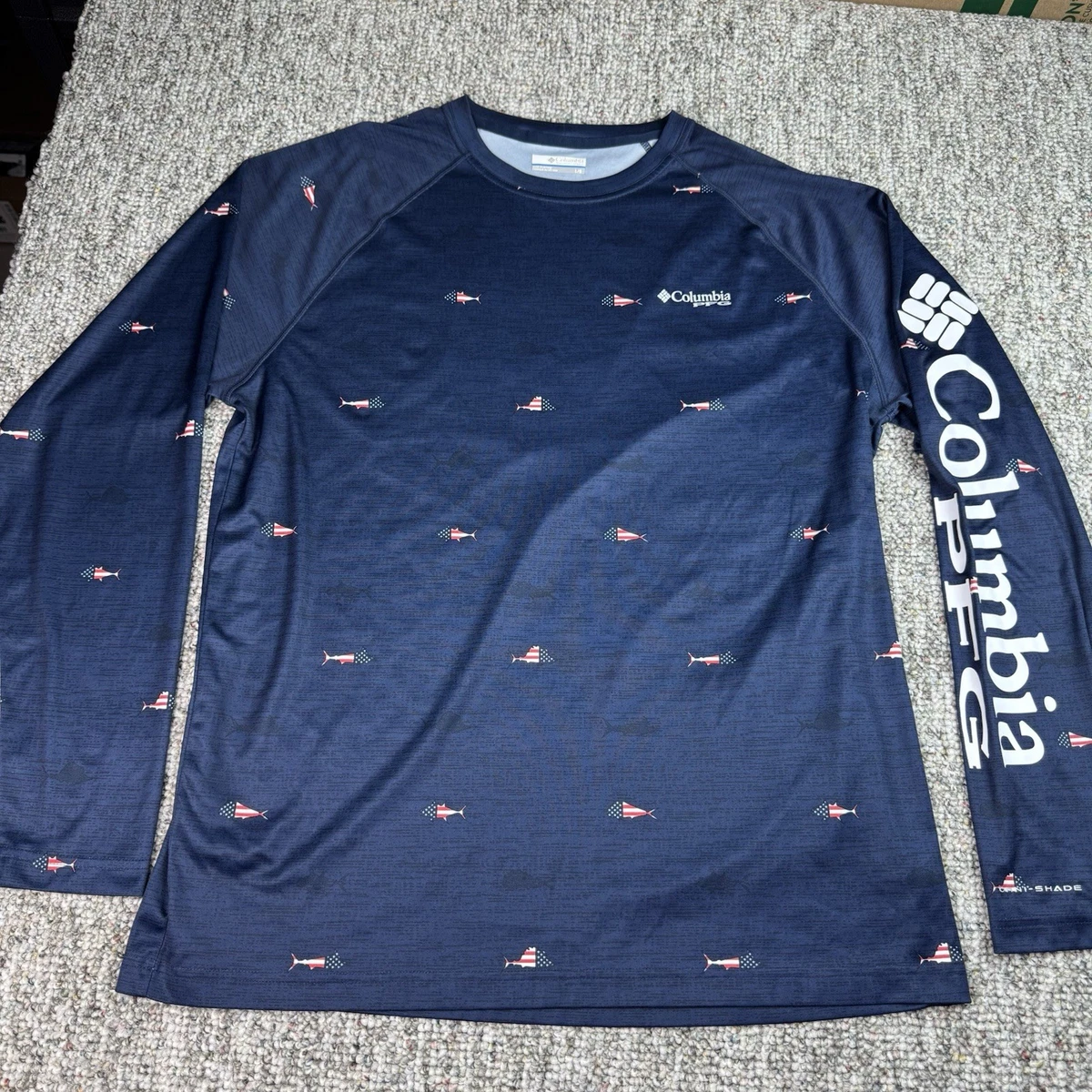 T-shirt Columbia PFG Homme Manches Courtes Taille L Bleu Marine - État Parfait