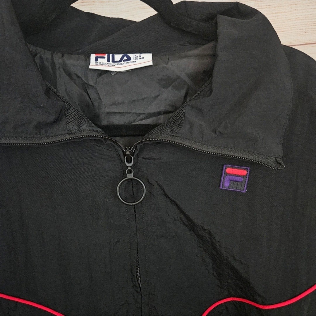 Giacca a vento Fila nera colorblock mezza zip cropped taglia media