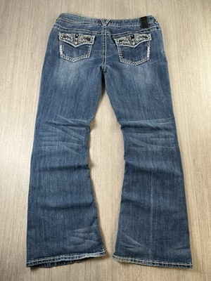 Premium Vanity Collection Jeans 31W 30L blau Pattentasche verzierte Nähte