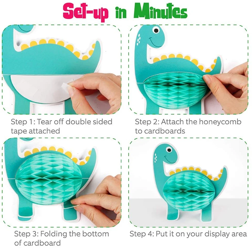 12 Pieces Dinosaur Party Honeycomb Centerpieces Table Decorations, Dinosaur Birt - Image 3 of 4