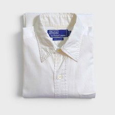 Vintage Polo Ralph Lauren Button Dress Shirt 14.5 33 White 100 Cotton Long