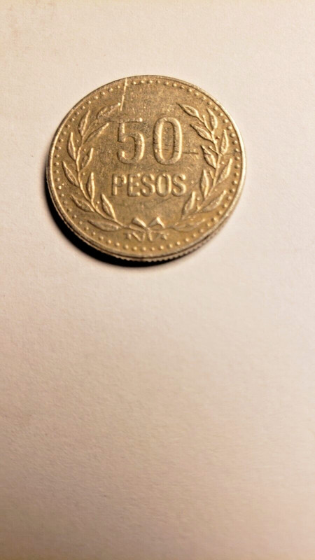 Republic Of Columbia 50 Pesos Beautiful Coin. 1992 Date.  Uncertified. E/C. 256