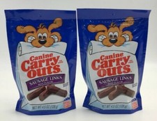 Lot Of 2Canine Carry Outs Dog Treats Snacks Sausage Links Beef Flavor USA 5 oz.