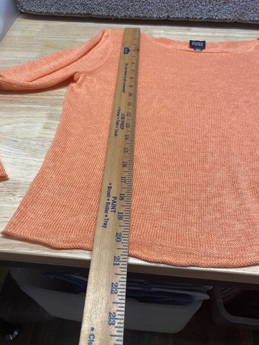 Eileen Fisher Sweater Womens Small 100% Linen Boxy Cropped Orange Long Sleeve - Picture 11 of 11