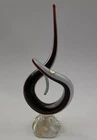 Vtg Murano Italy Purple Love Knot Sculpture Glass Gold Flecks Base Sticker