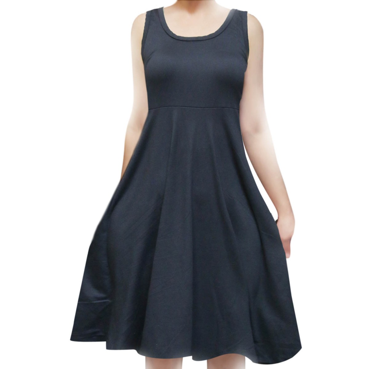 a line retro dress Blue 1960s Striped Buttons Spaghetti Strap A-Line Dress