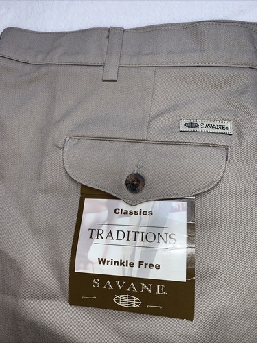 Savane KHAKI HOSE FLAT FRONT FALTENFREI SANDSTEINBRAUN 40wx30l Neu mit Etikett - Bild 4 von 11