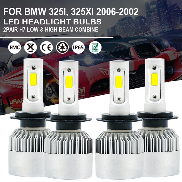 2Pair H7 High Low Beam Group LED Headlight Bulbs For BMW 325I, 325XI