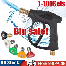 1/4" High Pressure Washer Gun 4000 PSI Car Wash Foam Spray Short Wand w/5 Nozzle