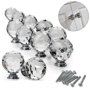 Crystal Faceted Clear Diamond Cupboard bedroom kitchen cabinet door knobs pulls