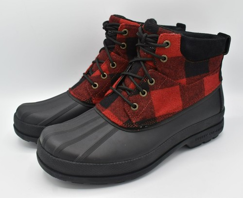 Sperry Men Size 10 Top-Sider Cold Bay Chukka Buffalo Check Black Red Plaid Boots