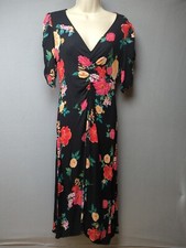 Old Navy Black Floral Babydoll/ Empire Dress M Asymmetrical Maxi Fairy Goth Ruch