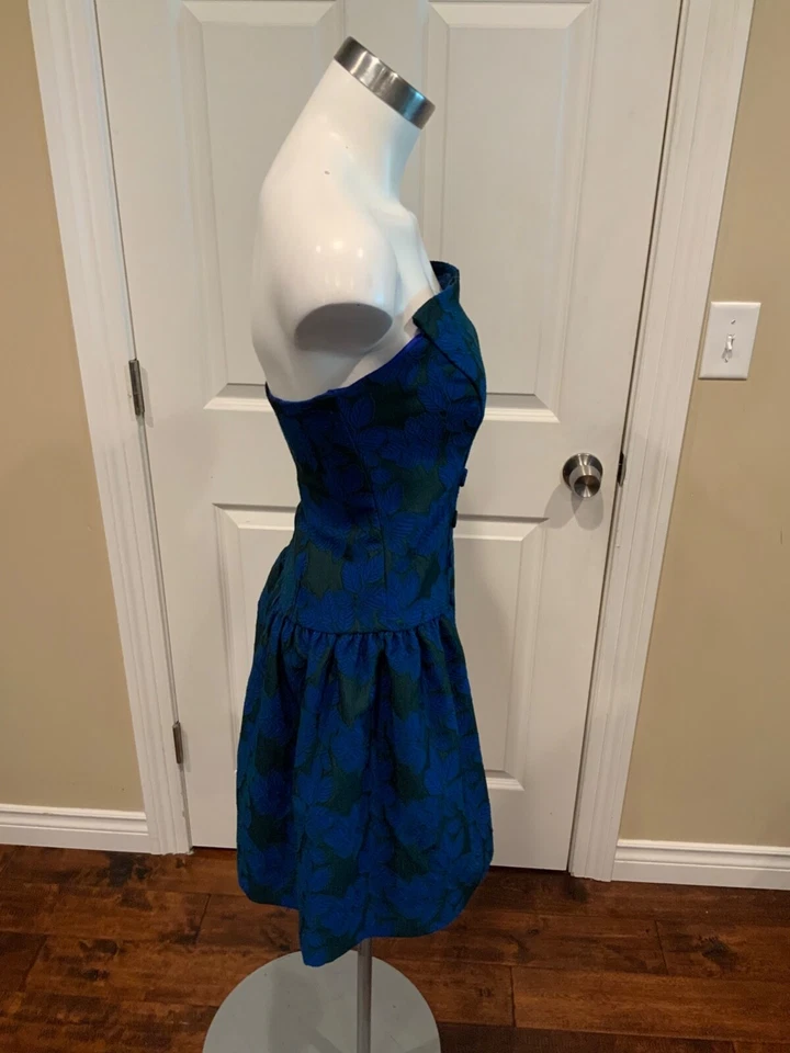 Eva Franco Blue Leaf "Tanzia" Strapless Dress, Size 4 (US) - Image 4 of 4