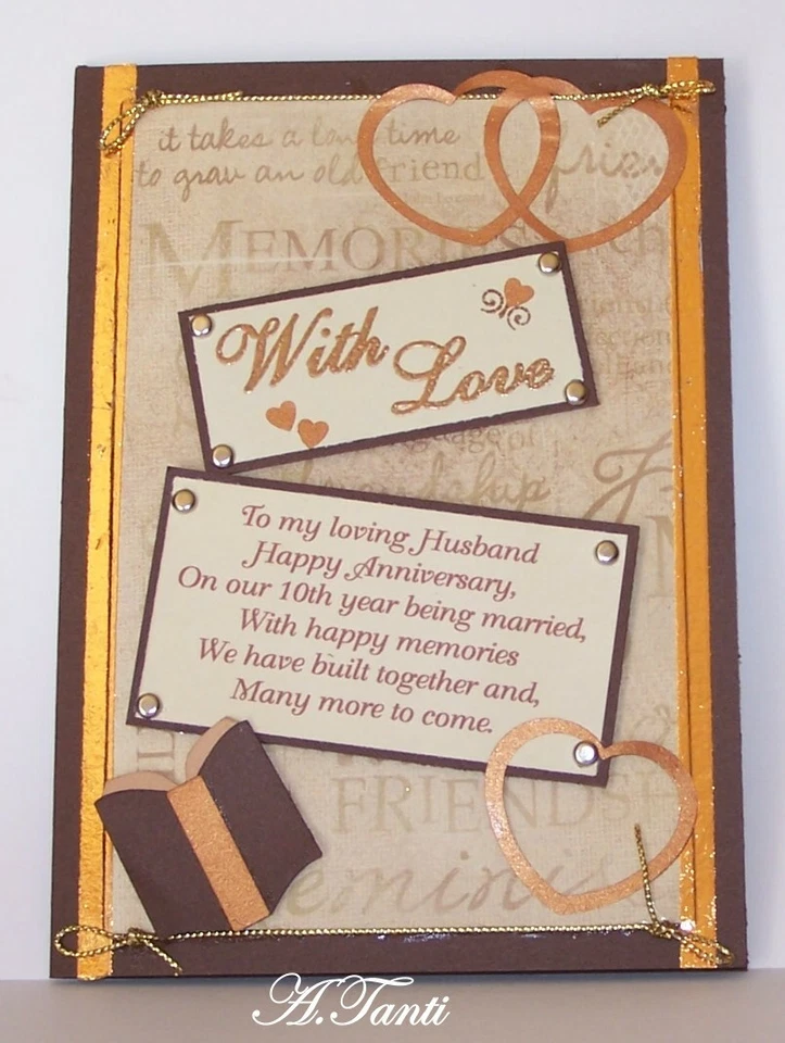 Custom vintage theme handmade personalise wedding anniversary card. Verse inside - Image 2 of 4