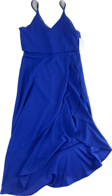 h&m cobalt blue dress Cobalt Blue Ruched High Neck Midi Dress – AX Paris US main image 1