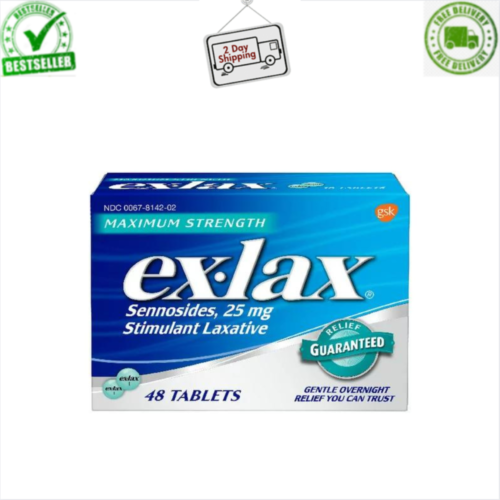 Ex-Lax Maximum Strength Stimulant Laxative Constipation Relief Pills - 48 Count - Picture 1 of 12